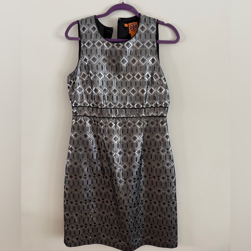Tory Burch Silver Geometric Mini Dress